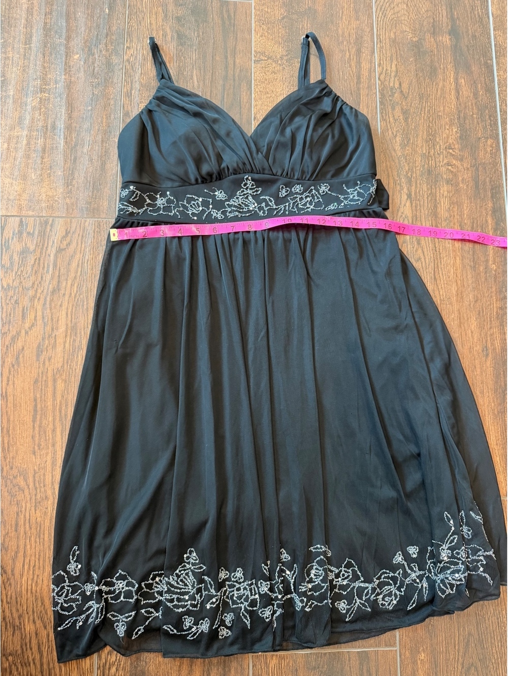 Black Beaded Floral Midi Dress Size L - Picture 5 of 7